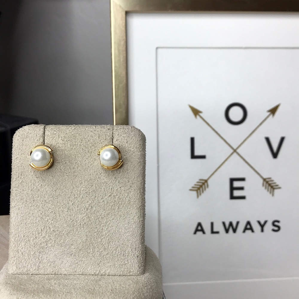 Kate Spade Gold Pearl Stud Wedding Earrings